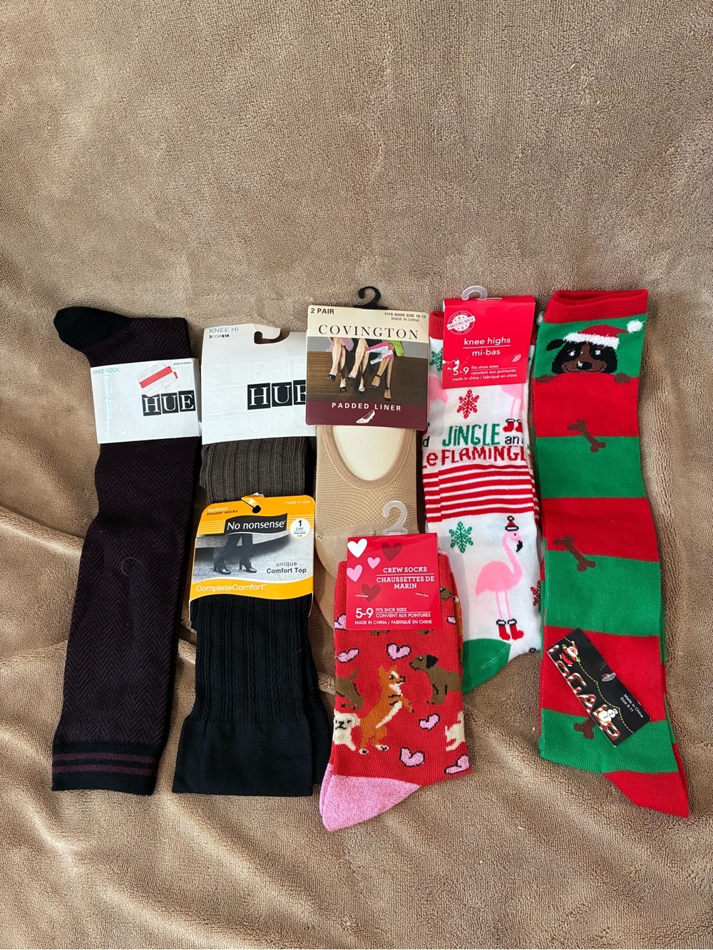 NWT Hue & Covington Mixed Socks & Hosiery Pack - Black, Brown, Tan, Red, Green